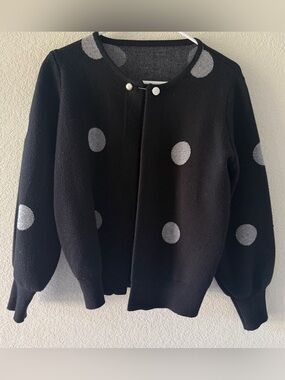 Black & Silver Polka Dot Knit Cardigan